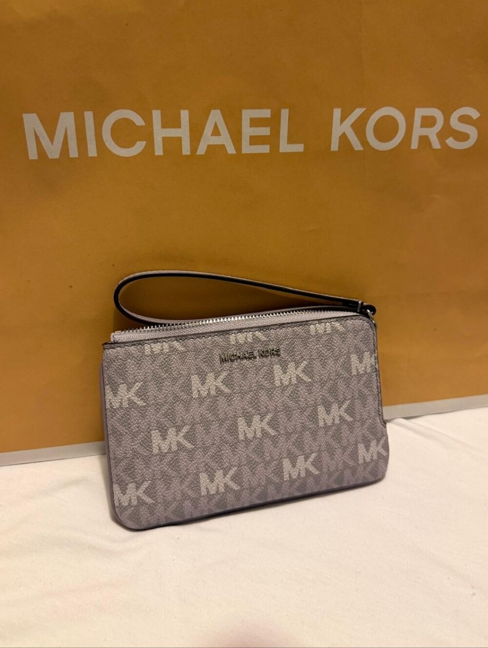 Michael Kors Light Lilac MK Logo Wristlet with Detachable Strap